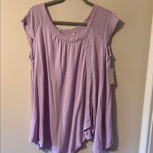 Free People Lavender Cap-Sleeve Swing Tunic